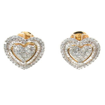 Pendientes de corazón 925 Joyería de plata 18k chapado en oro